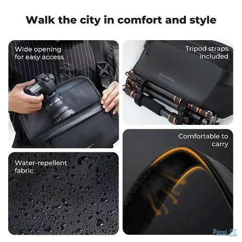 K&F Concept Waterproof Urban Wander Sling/Shoulder Camera Bag 10L Black