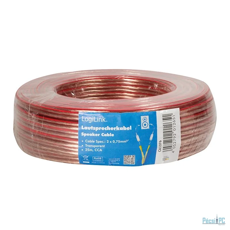 Logilink Audio speaker installation cable 2x0,75mm2 25m Transparent