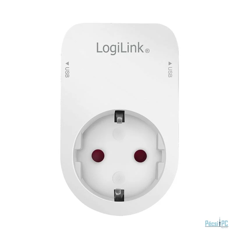 Logilink Socket adapter with holder 1x CEE 7/3 & 2x USB-A