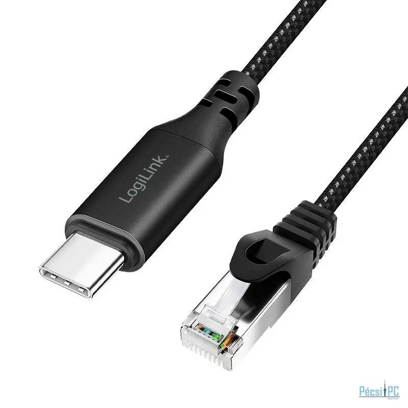 Logilink USB 3.2 Type-C Ethernet cable Black/Grey