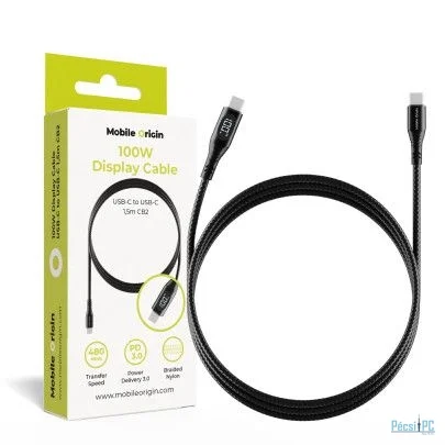 Mobile Origin 100W Display Cable USB-C to USB-C 1,5m Black