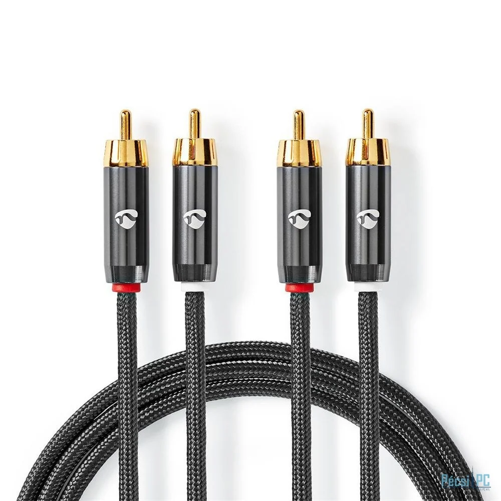Nedis CATB24200GY10 2x RCA Male Stereo Audio Cable 1m Black