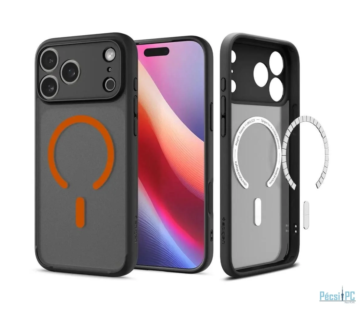 Spigen Ultra Hybrid MagSafe case for iPhone 17 Pro Max Frost Black Orange