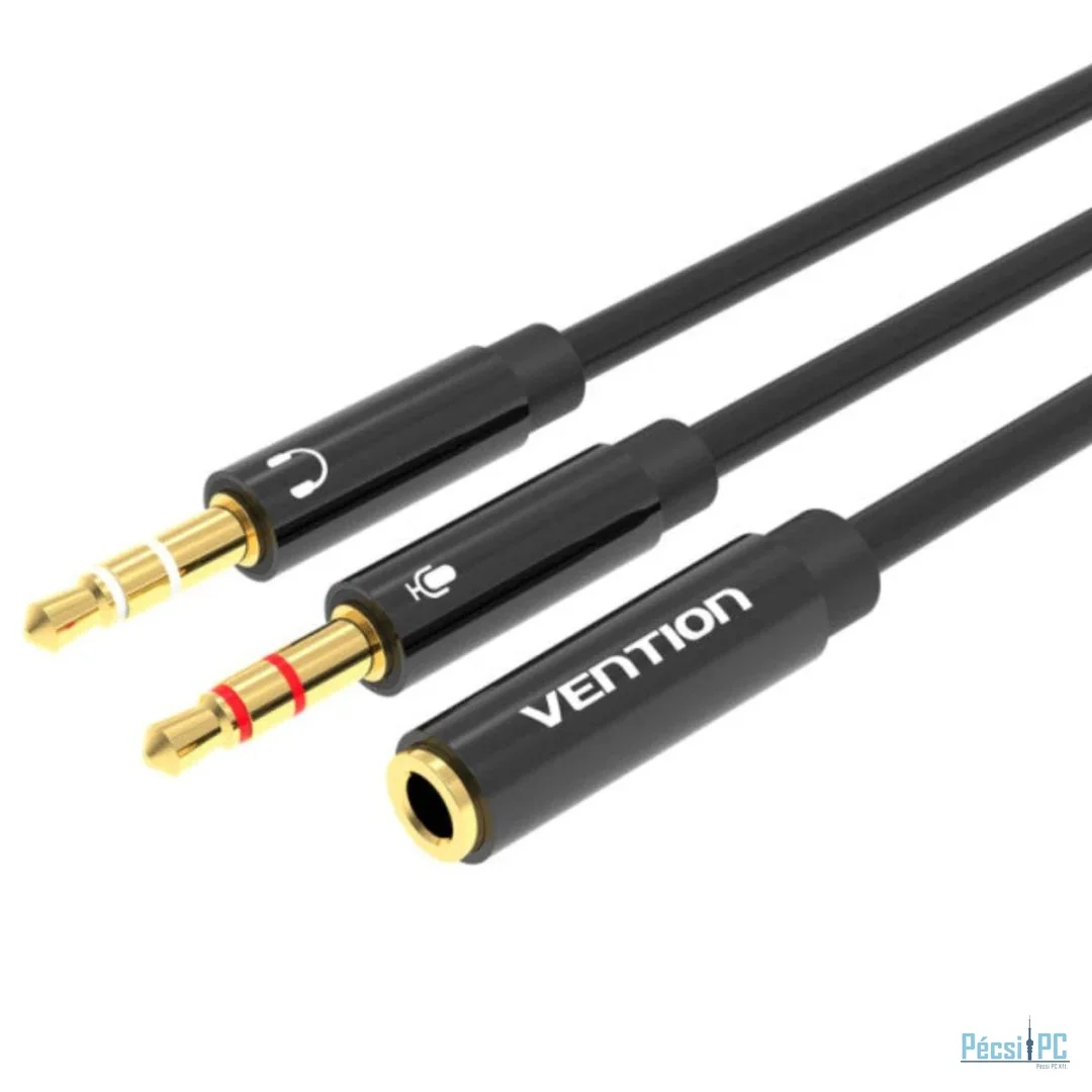 Vention 2in1 3.5mm Audio Cable 0,3m Black