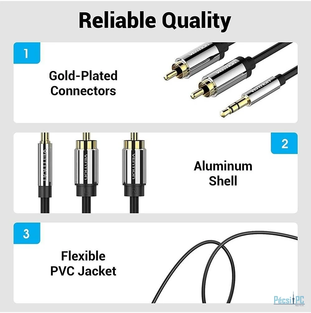 Vention 3.5mm Male to 2RCA Male Audio Cable 2m Black