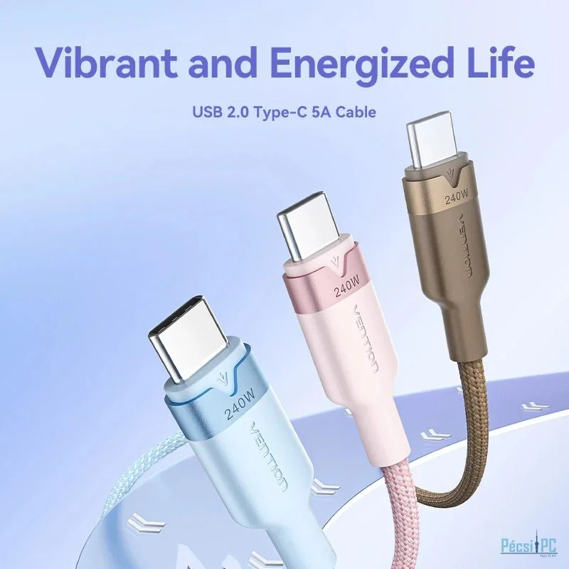 Vention USB 2.0 Type-C Male to Type-C Male 5A Cable 1m White