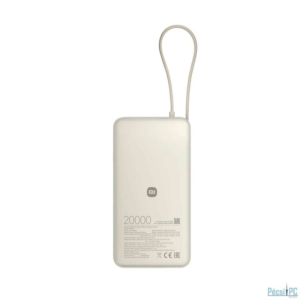 Xiaomi 67W 20000mAh PowerBank (Integrated Cable) Tan