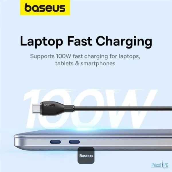 Baseus Pudding Series Fast Charging Cable With High-Speed Data Transmission Type-C to Type-C 100W 5A 1,2m Black