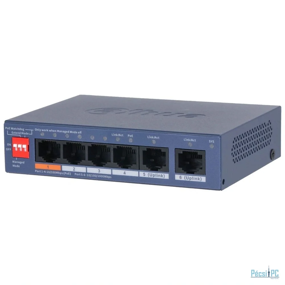 Dahua CS4006-4ET2GT-60 6-Port Cloud Managed Desktop Switch with 4-Port PoE