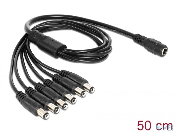 DeLock Cable DC Splitter 5.5 x 2.1 mm 1x female > 6x male Black