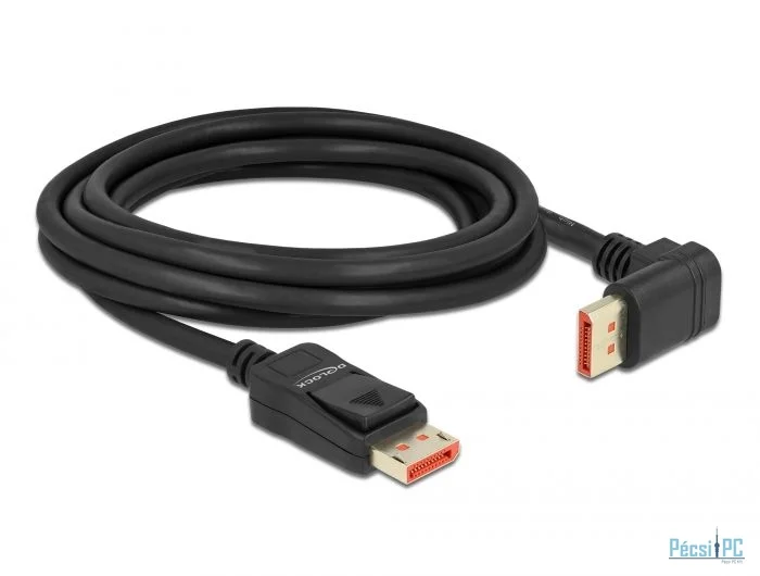 DeLock DisplayPort cable male straight to male 90° upwards angled 8K 60 Hz 3m Black