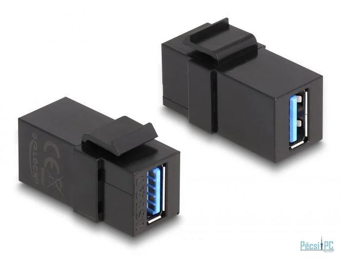 DeLock Keystone Module USB 3.0 A female to USB 3.0 A female (1:1) Black