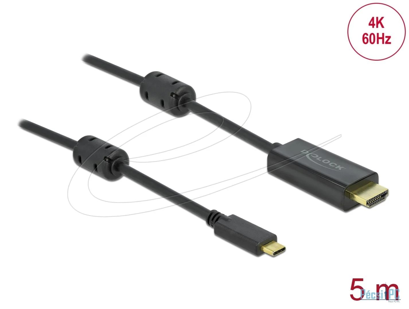 DeLock USB Type-C to HDMI Cable (DP Alt Mode) 4K 60 Hz 5m Black