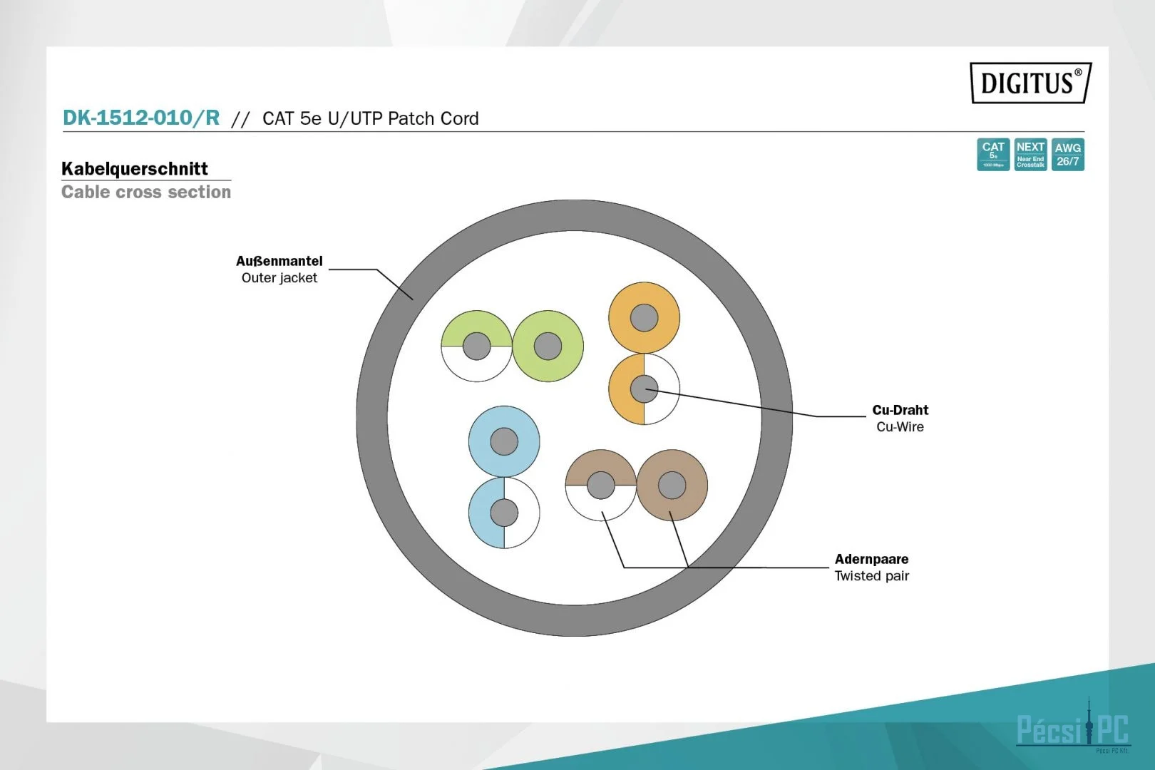 Digitus CAT5e U-UTP Patch Cable 1m Red
