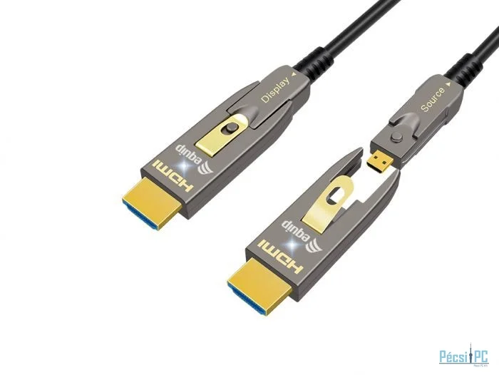 EQuip HDMI 2.0 Detachable Type D + A Active Optical Cable 4K/60Hz 30m Grey