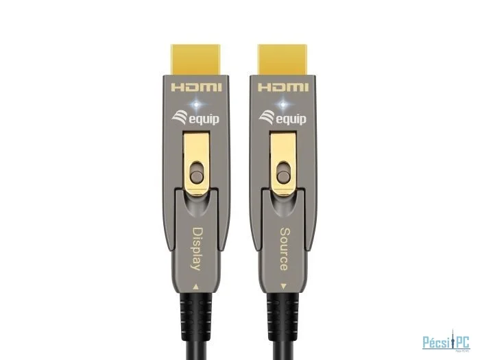 EQuip HDMI 2.1 Detachable Type D + A Active Optical Cable 8K/60Hz 30m Grey