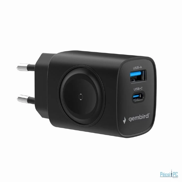 Gembird 2-in-1 20W Apple Watch + phone fast charger Black