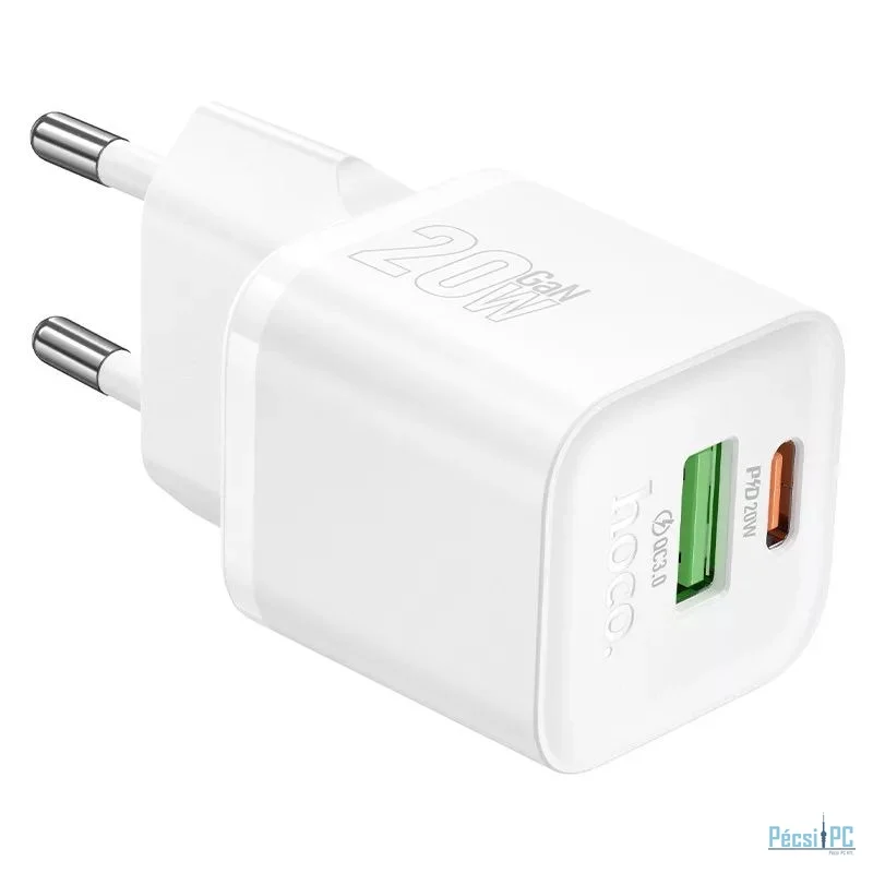 Hoco N65 Ingenious PD20W+QC3.0 USB-C, USB-A Charger White