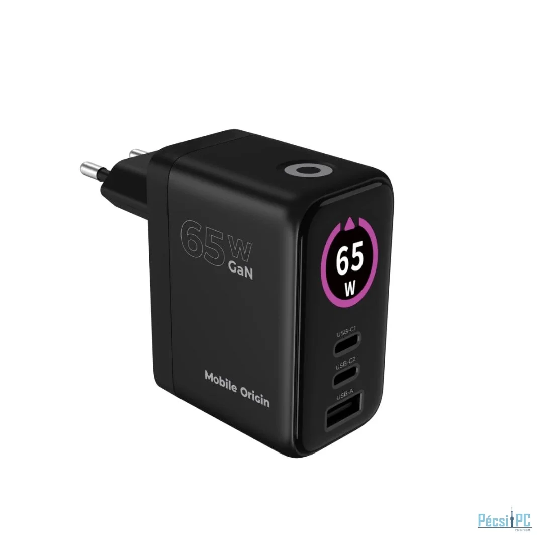 Mobile Origin 65W GaN Display Charger PW20 - 2x USB-C+USB-A