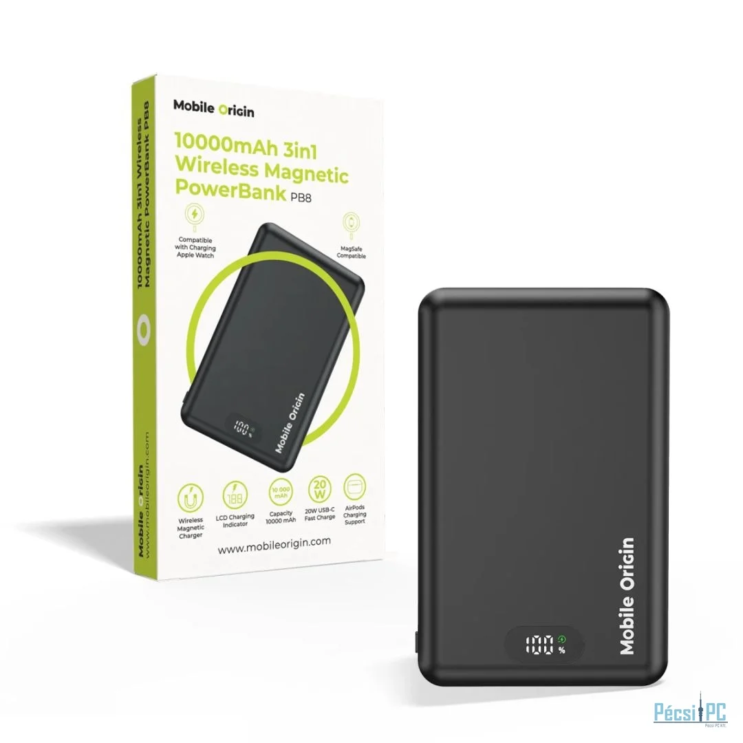 Mobile Origin Wireless Metal Slim 10000mAh PowerBank Black
