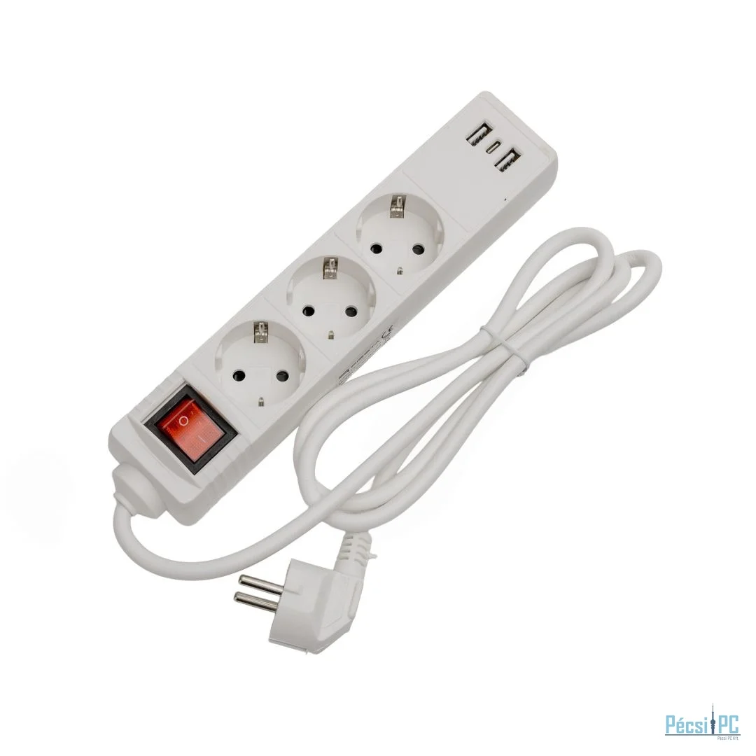 Platinet Hálózati Elosztó Kapcsolóval 3DIN 1,5m White