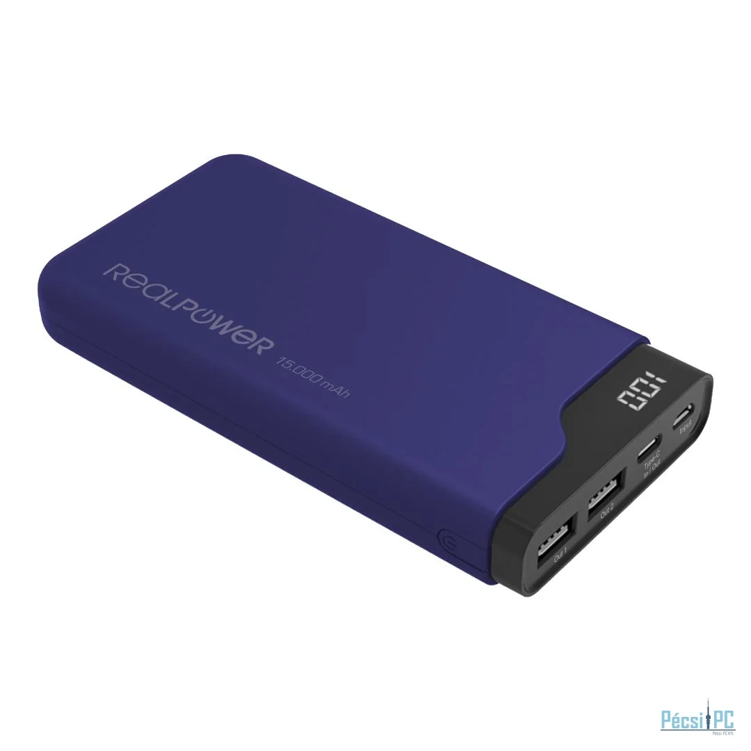 Realpower PB-15000C Startseite 15000mAh PowerBank Navy Blue