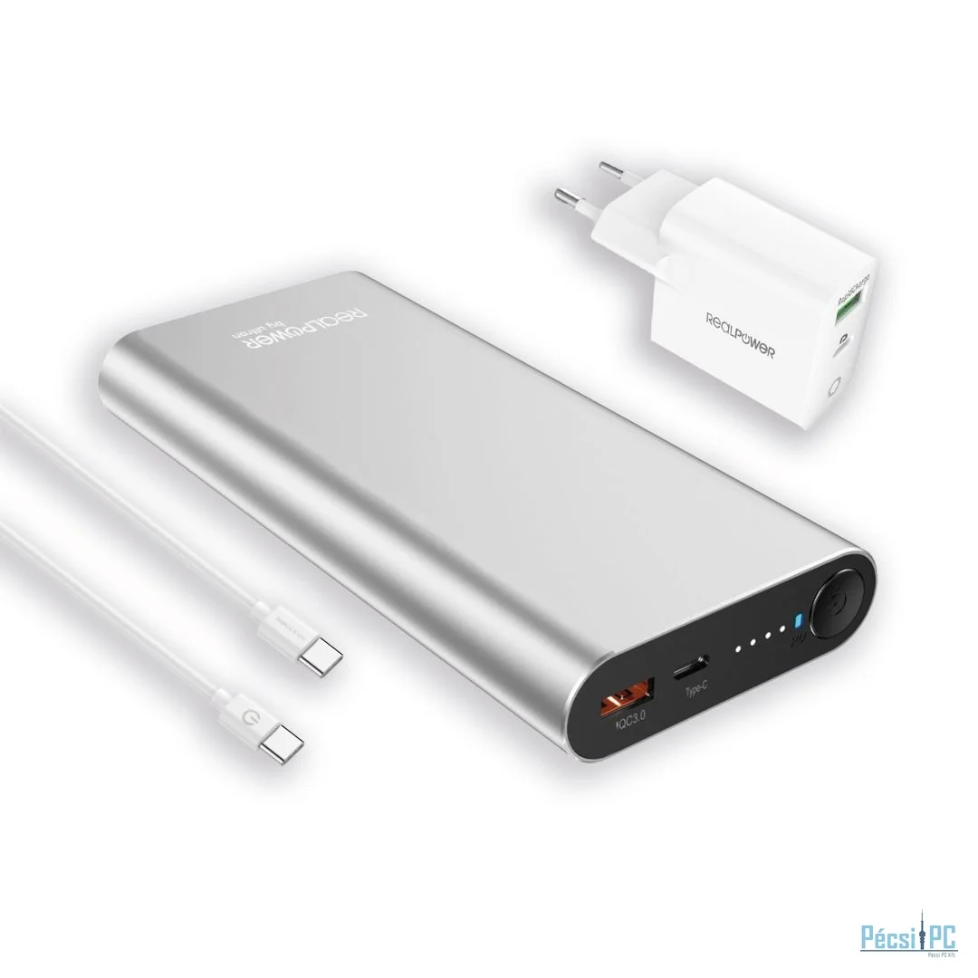 Realpower PB-20000PD Pro Set 20000mAh PowerBank Silver