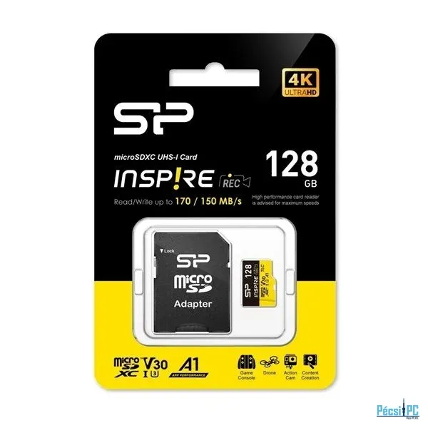 Silicon Power 128GB microSDXC Class 10 U3 V30 A1 + adapterrel