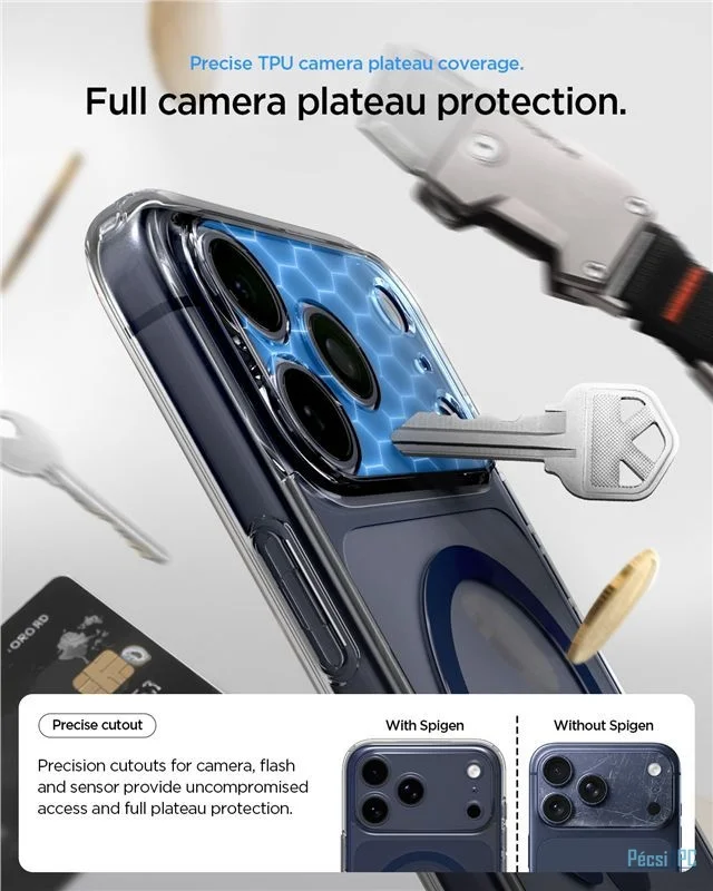 Spigen Ultra Hybrid MagSafe case for iPhone 17 Pro Clear Deep Blue