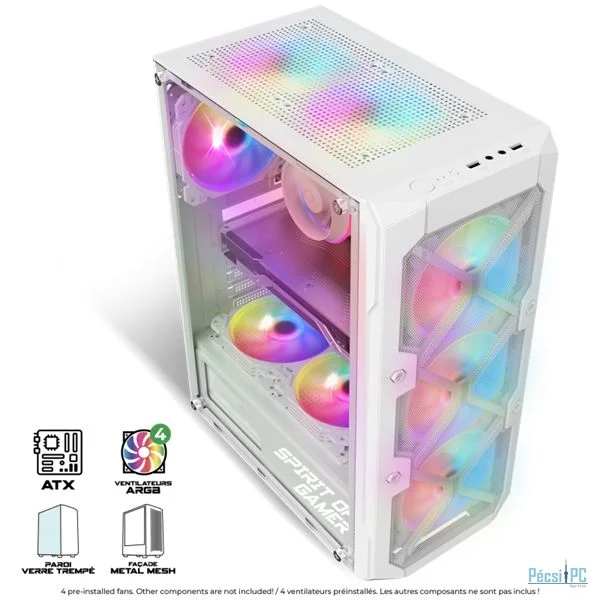 Spirit Of Gamer Rebel XT Tempered Glass White