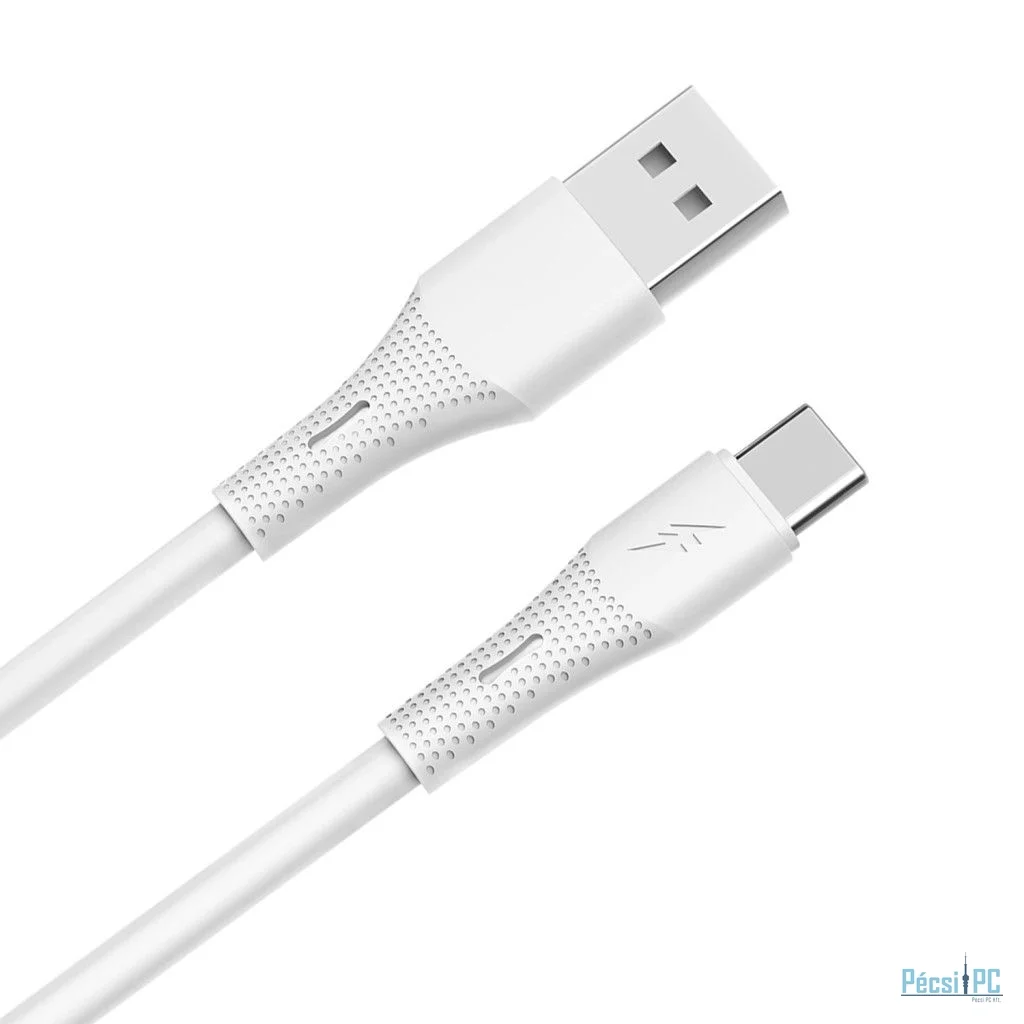 Avax CB3301 18W USB-A – USB-C silicone cable 1,5m White