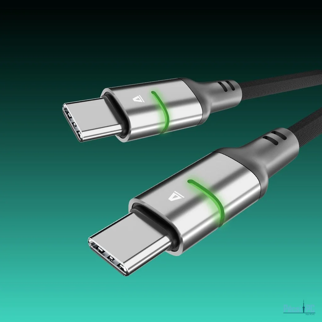 Avax CB633 Steely LED 60W USB-C charger cable 2m Black