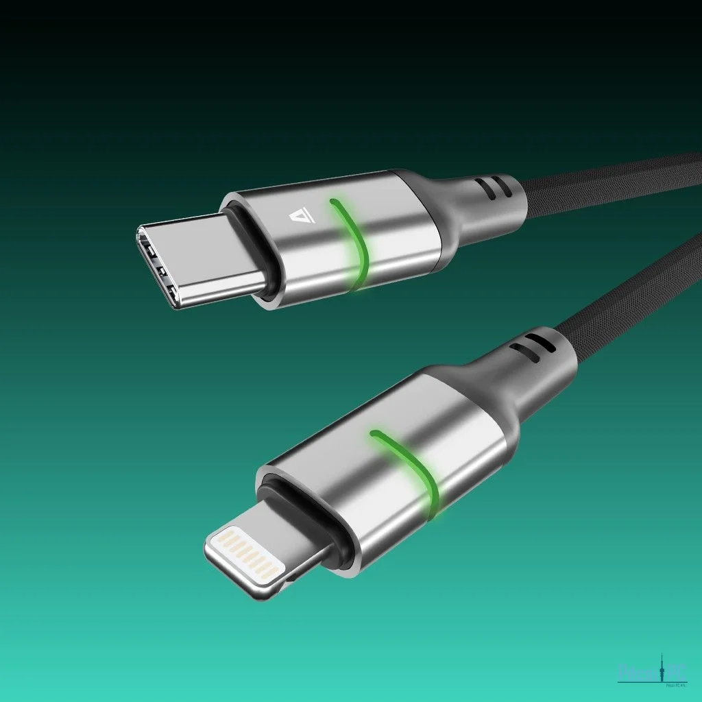 Avax CB636 Steely LED 27W USB-C to Lightning charger cable 2m Black