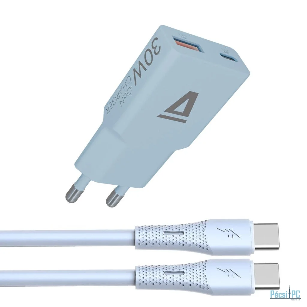Avax CH6415 GaN charger with USBC-C cable Blue