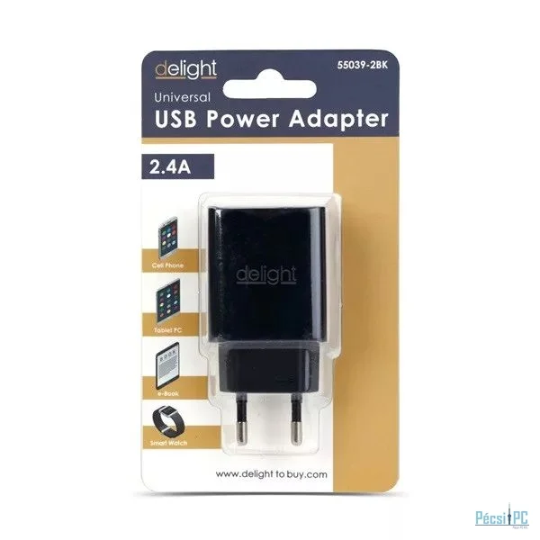 Delight USB-Ax2 charger adapter Black