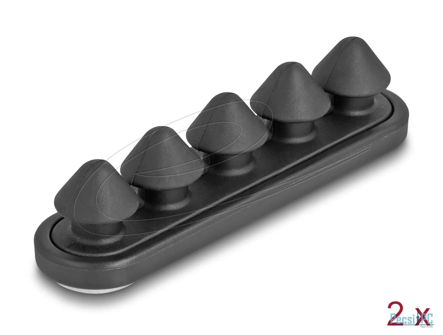 DeLock Cable holder with 5 feed-throughs self-adhesive black set 2 pieces