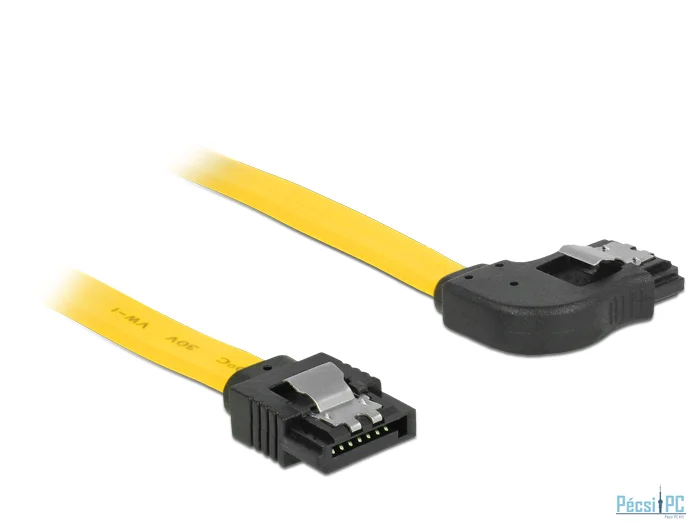 DeLock Cable SATA 6 Gb/s male straight > SATA male right angled 50cm Yellow Metal