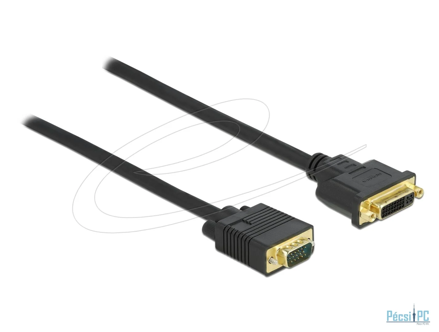 DeLock DVI 24+5 female to VGA male cable 1m Black