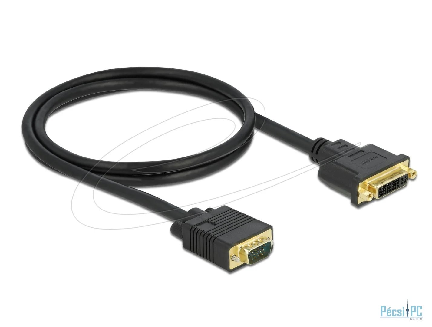 DeLock DVI 24+5 female to VGA male cable 1m Black