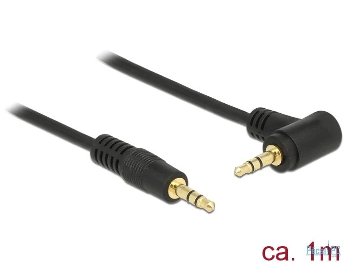 DeLock Stereo Jack Cable 3.5 mm 3 pin male > male angled 1m Black