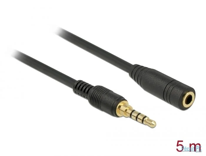 DeLock Stereo Jack Extension Cable 3.5mm 4 pin male to female 5m Black