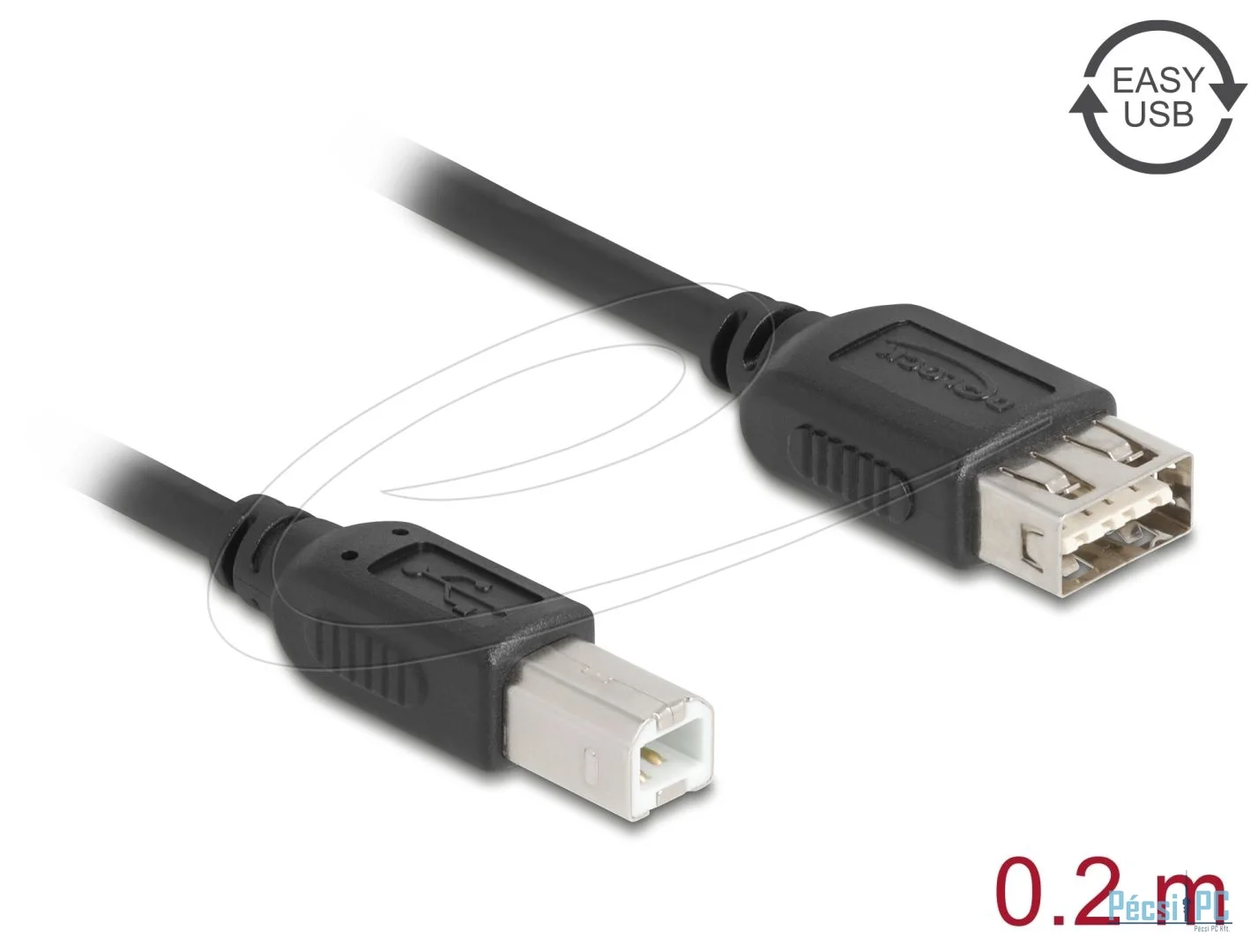 DeLock USB 2.0 USB Type-B male to USB Type-A female 0,2 m Black