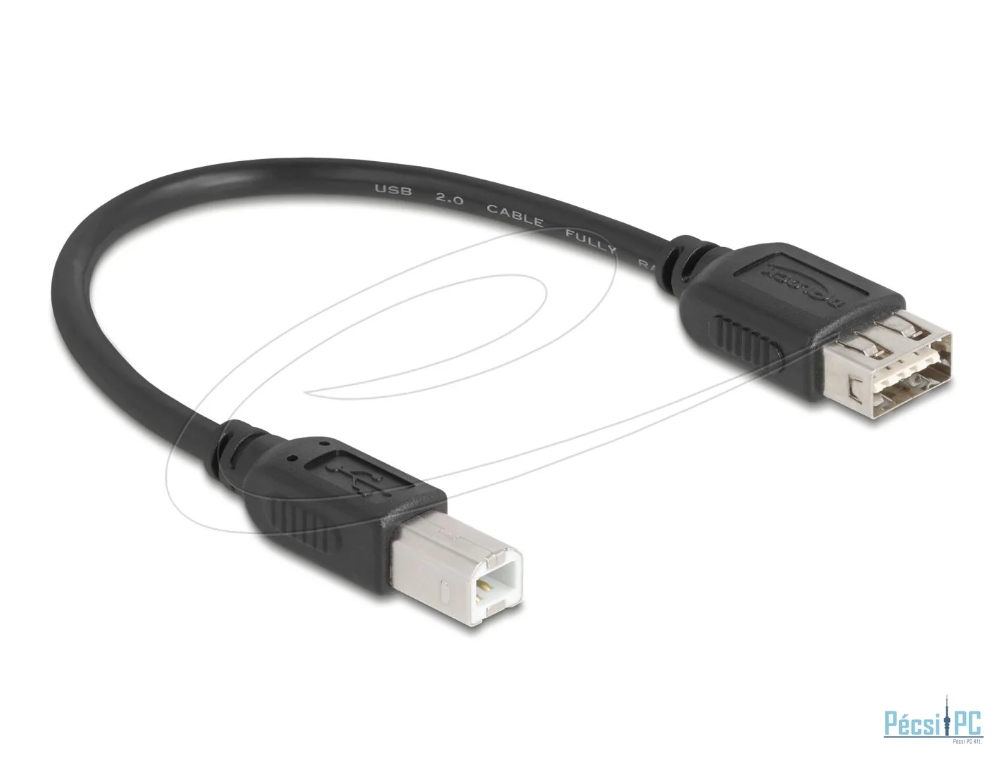 DeLock USB 2.0 USB Type-B male to USB Type-A female 0,2 m Black