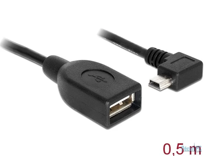 DeLock USB mini male angled > USB 2.0-A female OTG 50cm Cable Black