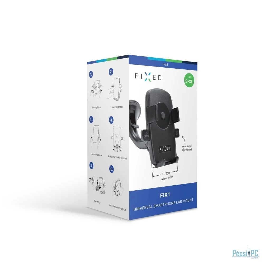 FIXED fix1 univerzális tartó tapadókoronggal mobiltelefonokhoz és okostelefonokhoz, 5-7 cm szélességben, kibővítve