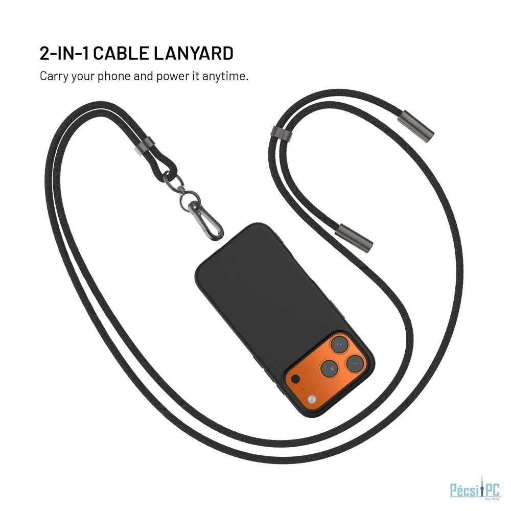 FIXED Nyakkábel USB-C/USB-C 1,6m PD 60W, fekete