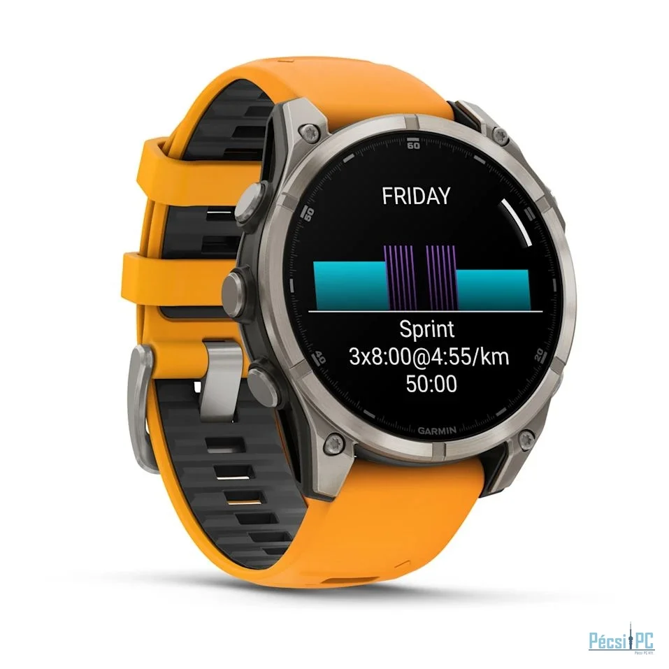 Garmin fenix 8 Titanium with Spark Orange/Graphite Silicone Band