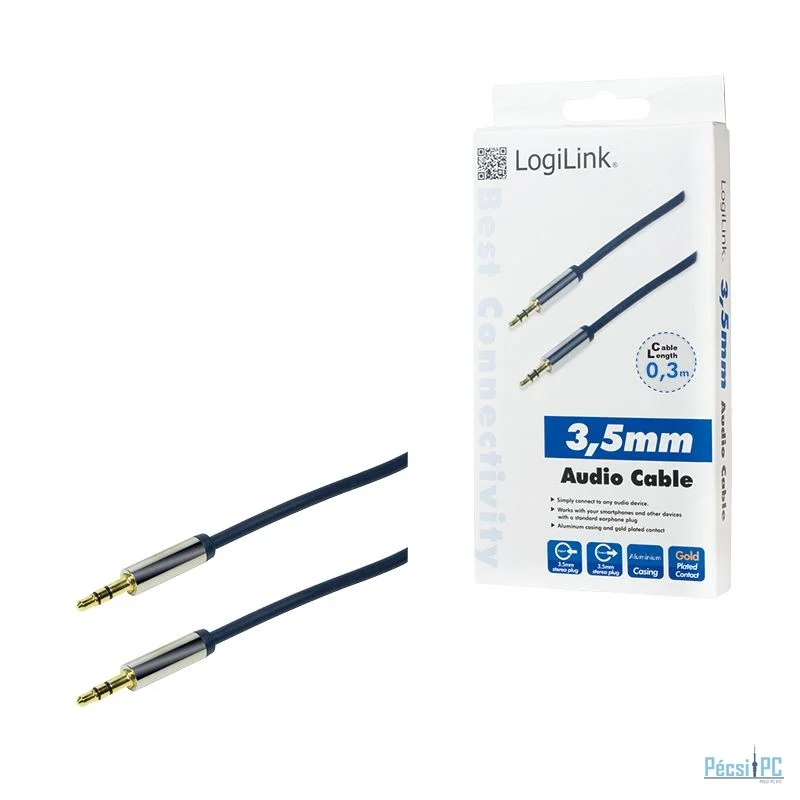 Logilink Audio 3.5 Stereo M/M straight 0,3m cable Blue