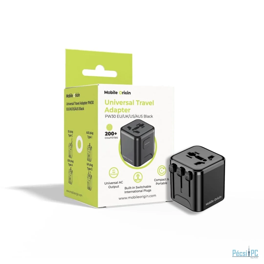 Mobile Origin Universal Travel Adapter PW30 EU/UK/US/AUS Black