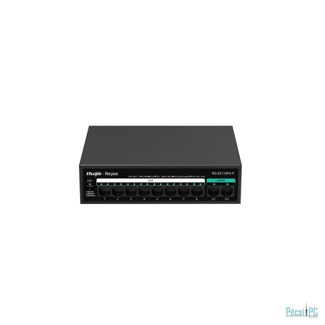 Reyee RG-ES110FG-P 8-Port 10/100 Mbps with 2-Port Gigabit Unmanaged PoE Switch